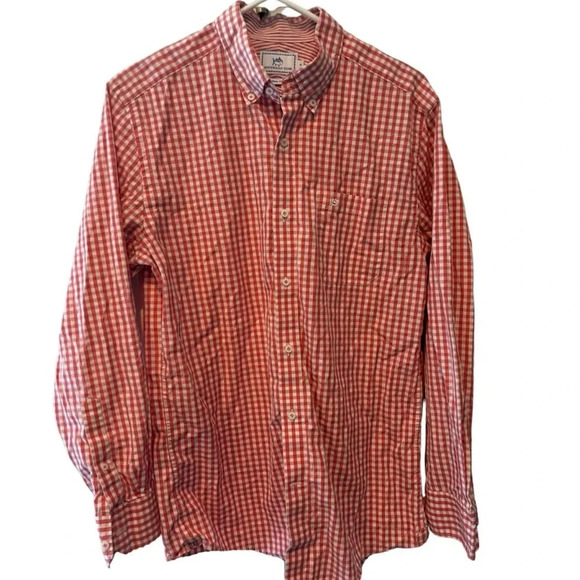 SOUTHERN TIDE EUC MENS ORANGE WHITE TOP SHIRT WINTER FALL EVENT SZ M TRIM FIT - Picture 4 of 5